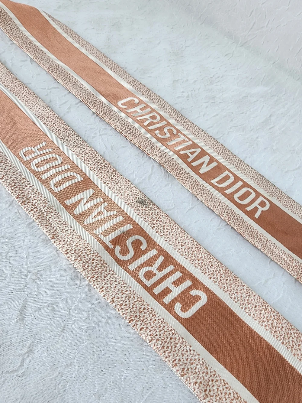 Dior Tan & Cream Silk Bag Scarf